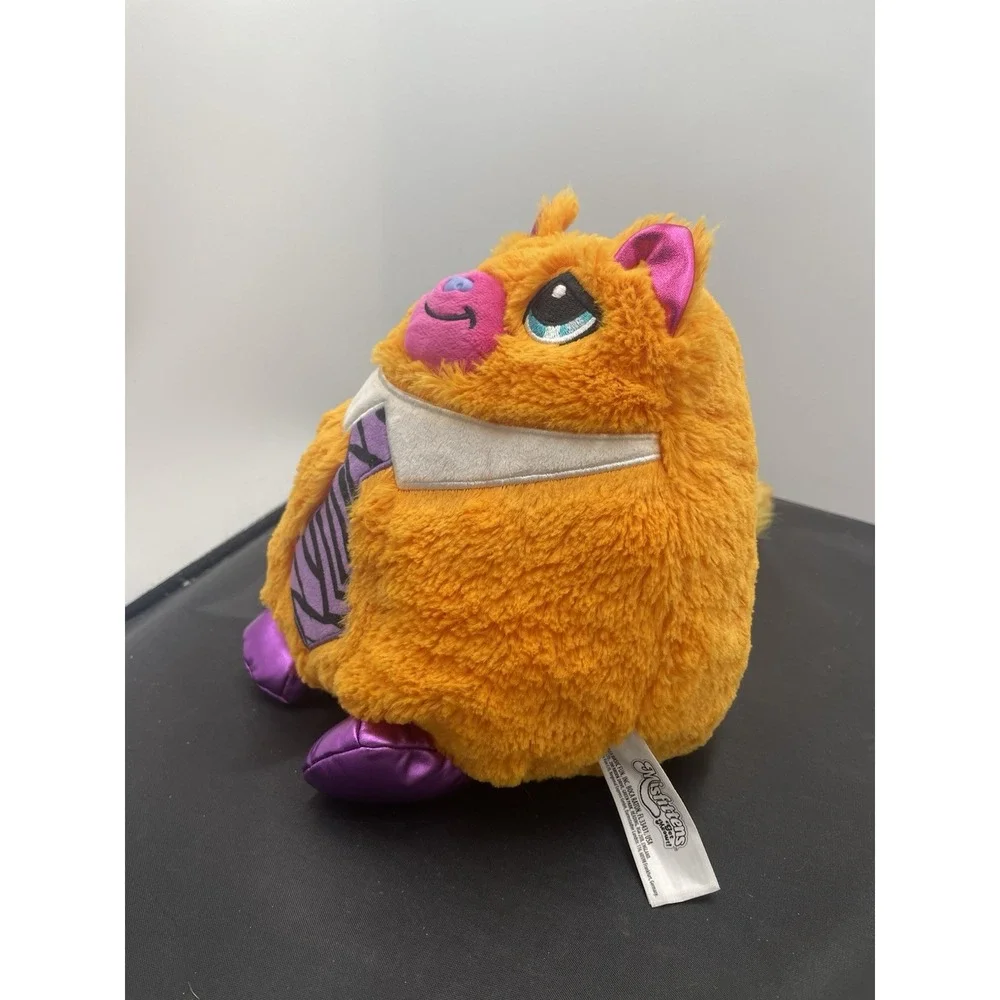 Misfittens Plush Tabby Cat w/ Tie Orange & Pink Soft Fluffy 9